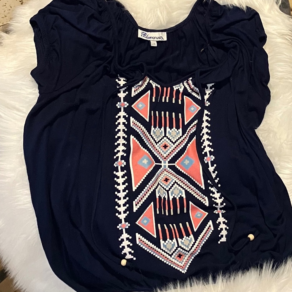 Bluecrush Navy Blue T-Shirt With Indigenous Type Design